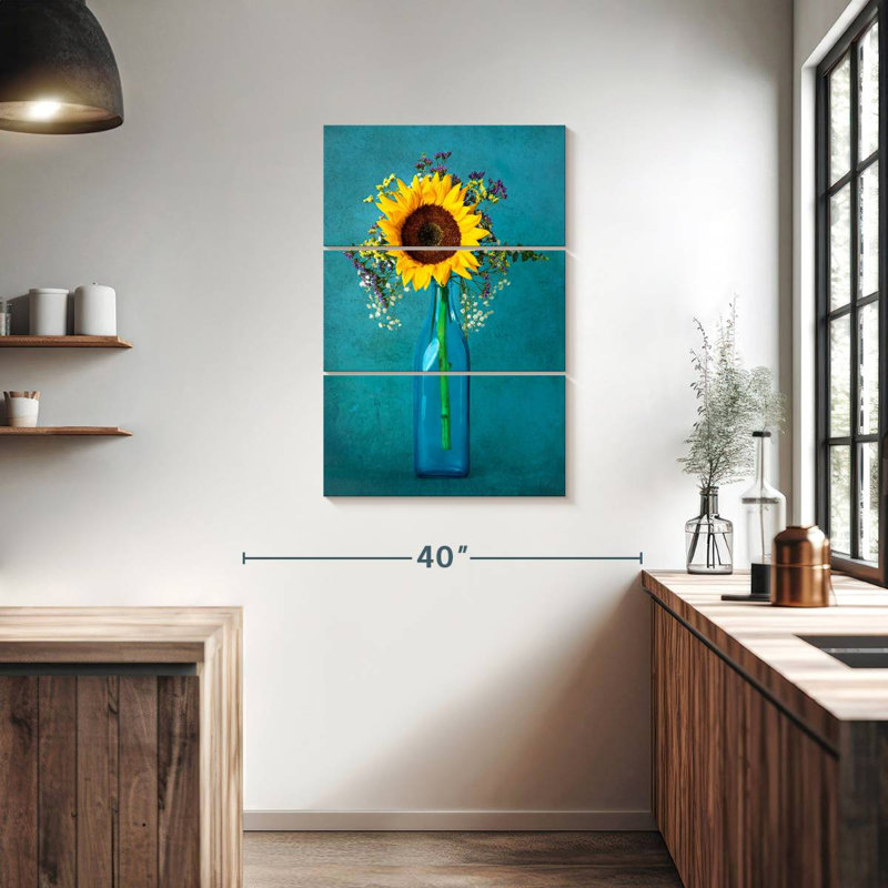 Harnek tournesol dans un vase, H 38 po x l 24 po
