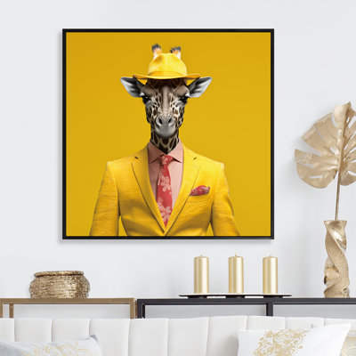 Art mural jaune avec girafe jaune