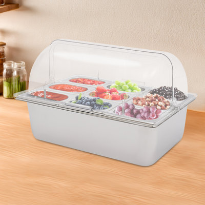 Food Serving Container 9 Compartments 201 Stainless Steel Food Serving Container With Lid, Spoons, Clamps, Water Bags