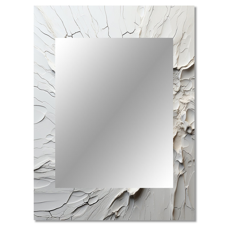 Abstrait crème liquide et peinture liquide noire III - miroir côtier, miroir mural crème unique, impression sur métal