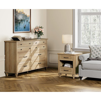 Darim 2 Piece Bedroom Set - Includes Mid Century 8 Drawer Dresser, Night Stand With Charging Station & Shelf, 2 Piece Dresser And Nightstand Sets by August Grove