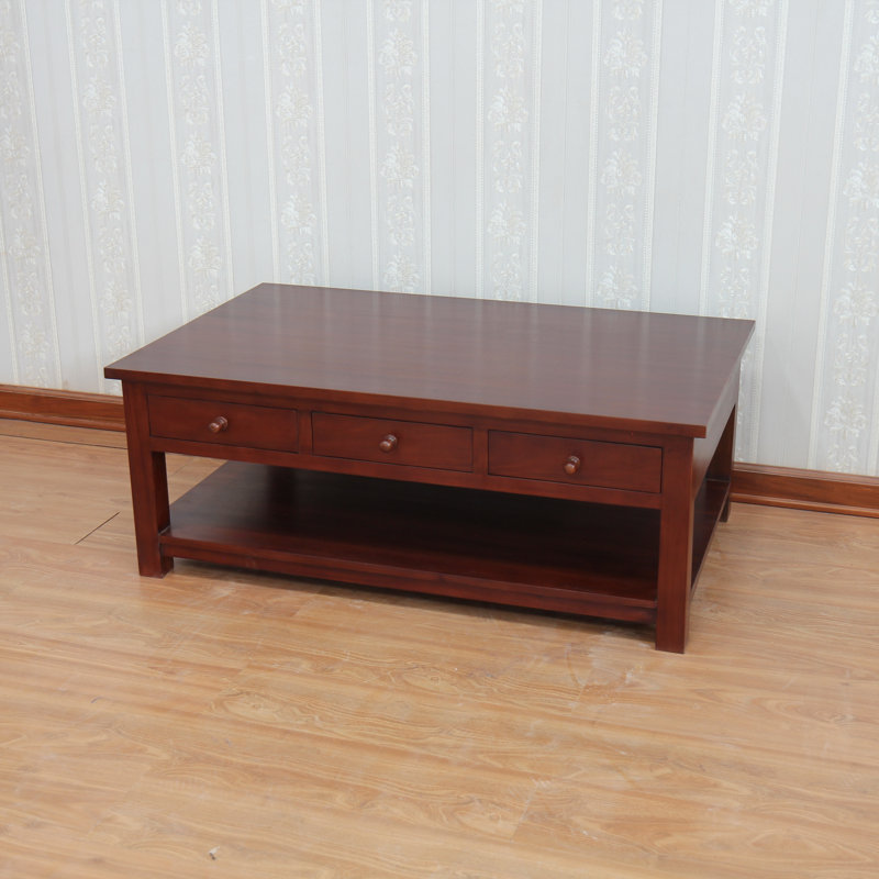 Solid Wood Four Leg Coffee Table with Storage