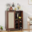 Buffet de 34 po, à panneaux, 1 tablette fermée, 2 tablettes ouvertes, 6 bouteilles de vin, espace de rangement pour bar spacieux, espace, plateau de table-1439157674