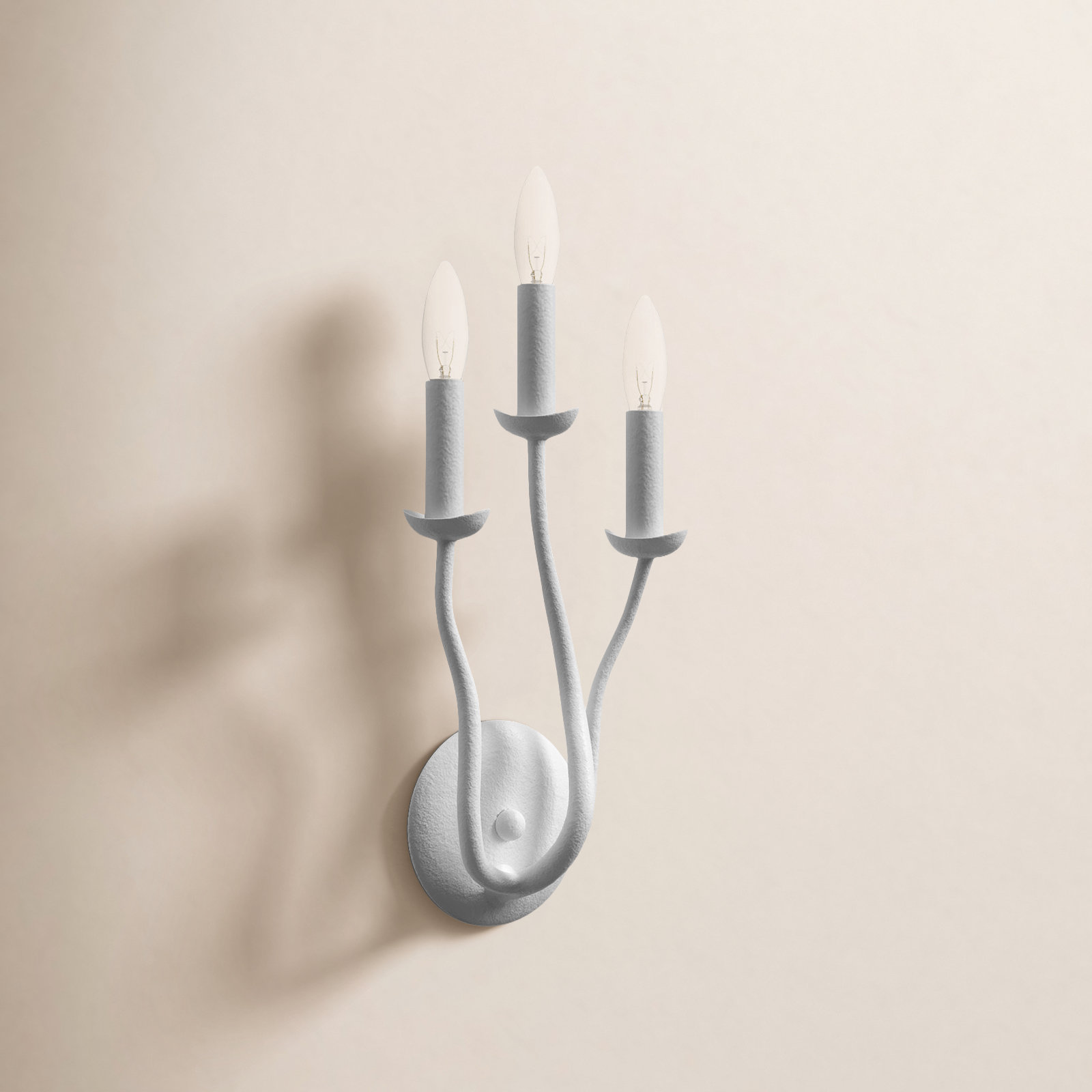 Reign 3-Light Dimmable Candle Sconce, Gesso White