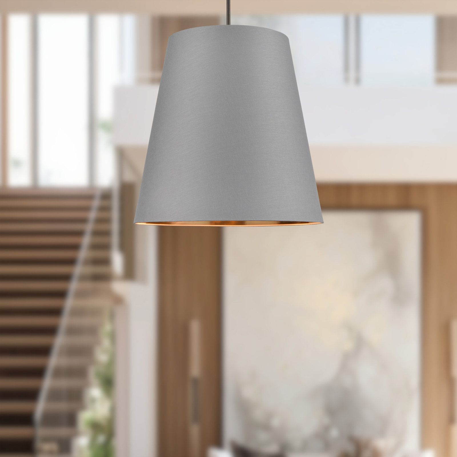 3 Light Steel Pendant, Black, 76.88" H x 30" W x 30" D, Gray