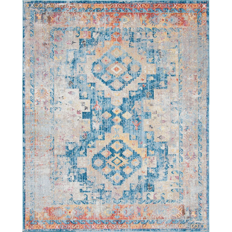 Tapis beige / orange / bleu Mulvaney Southwestern, Rectangle 8 pi x 10 pi