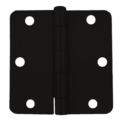 3.5 in. x 3.5 in. Matte Black Full Mortise Residential 1/4 in. Radius Standard Door Hinge with Removable Pin-(Set of 10)