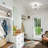 Mid - Century Fluted Glass & Brass Semi Flush Mount Light