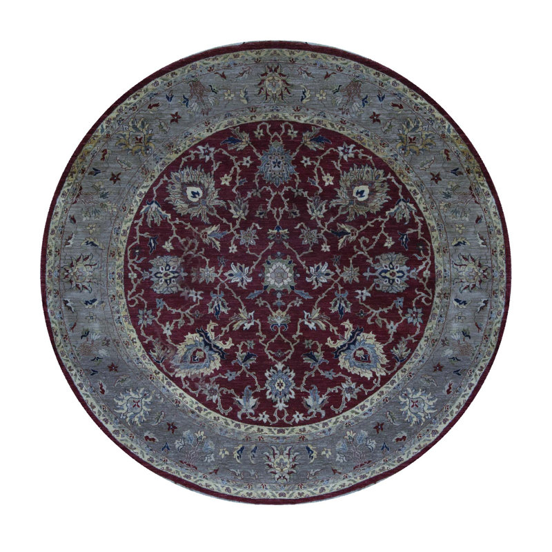 Wool Oriental Area Rug in Burgundy/Gray