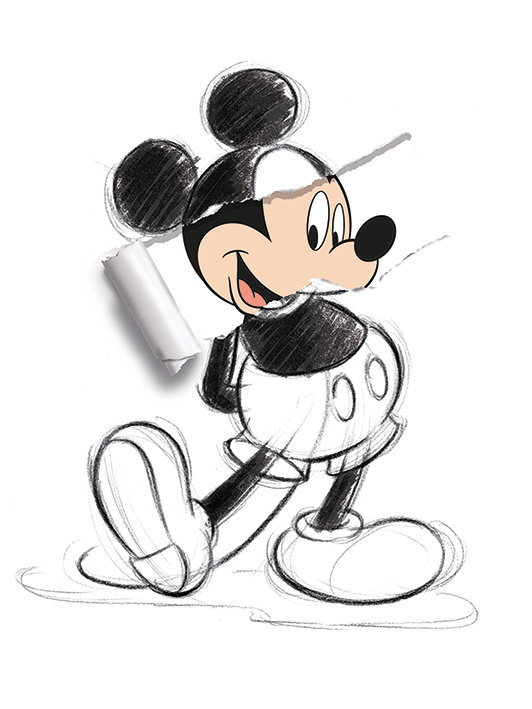 Mickey Mouse Torn Sketch' Graphic Art Print on Wrapped Canvas