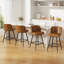 Tabouret de comptoir moderne pivotant rembourré avec structure en métal durable-491641583