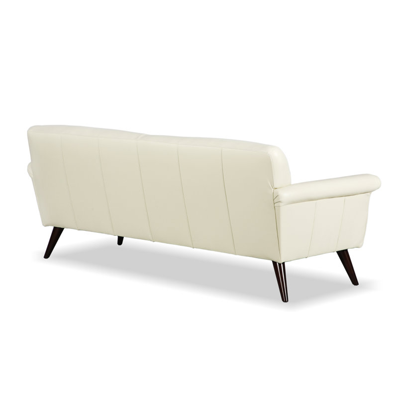 Amber Luxe 83" Leather Sofa, Cream