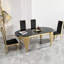 Table de salle à manger 70,07 po x 34,64 po x 29,53 po avec plateau ovale en verre noir et pieds en acier inoxydable faciles à nettoyer