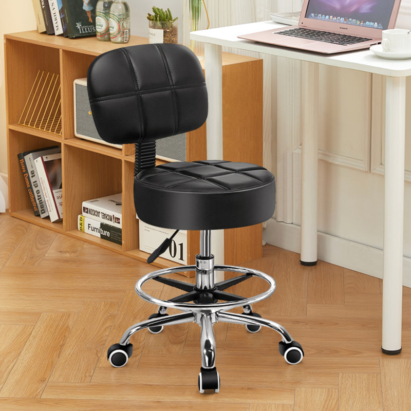 Tabouret de laboratoire à hauteur ajustable avec repose-pieds, Noir