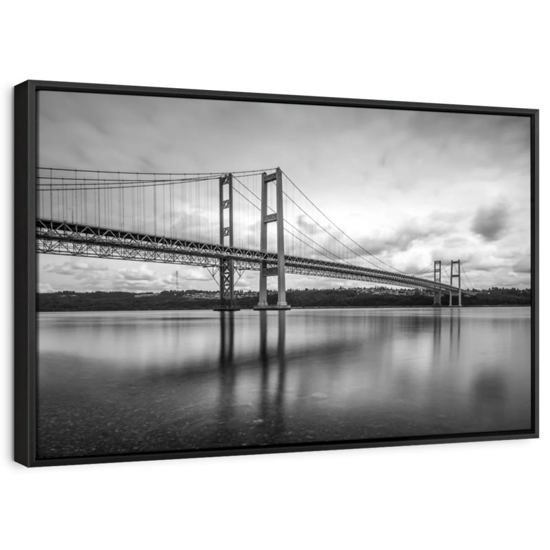 Tacoma Bridge Monochrome Canvas Print, 9" H x 13" W