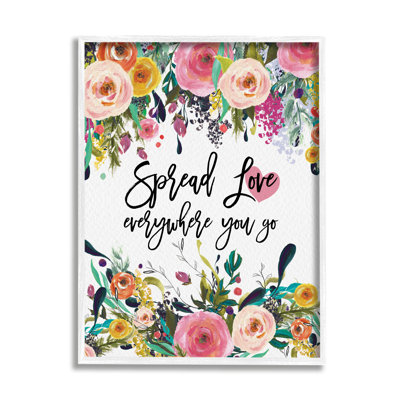 Spread Love, phrase, fleur rose, calligraphie par Amy Brinkman - impression