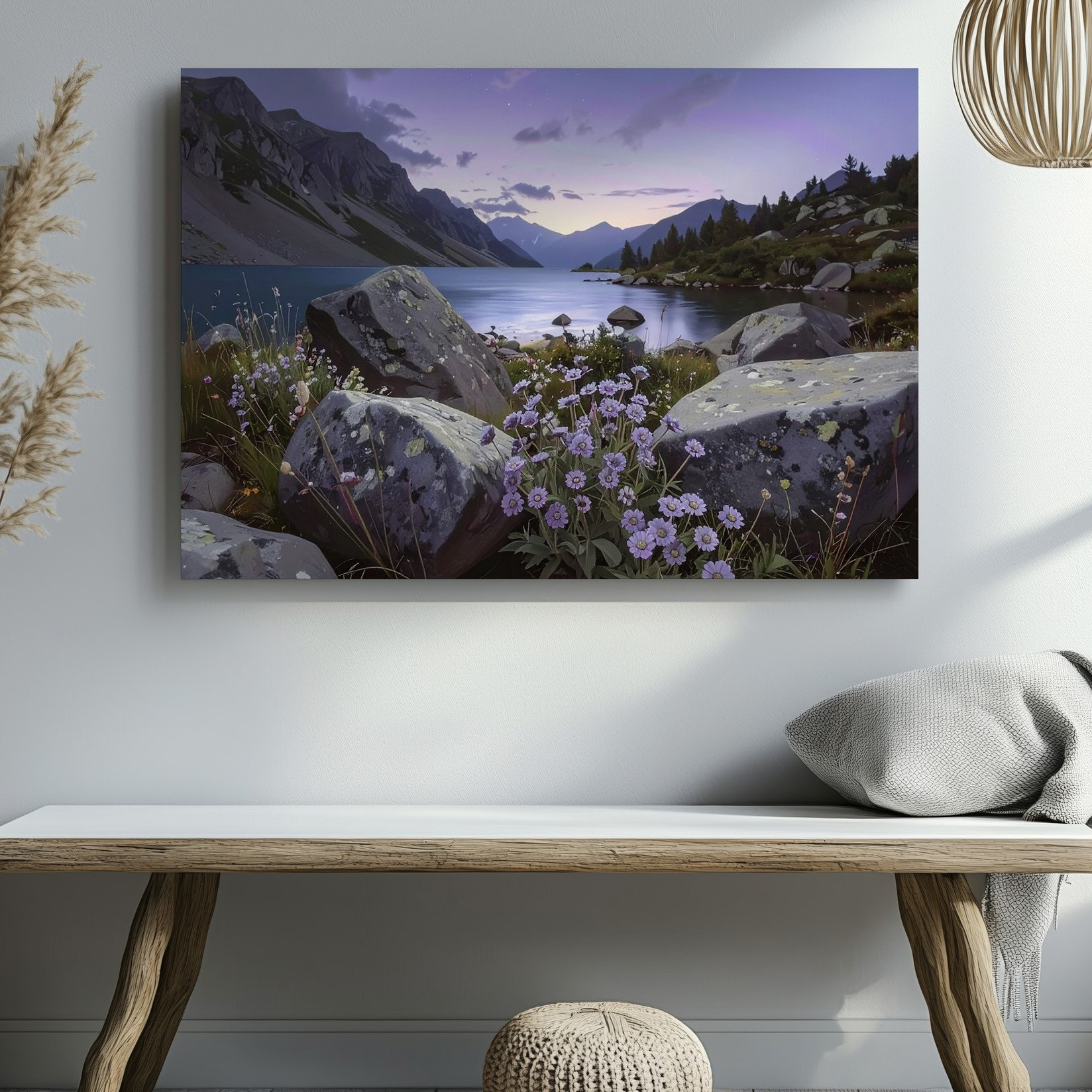 Millwood Pines A Detailed Nature Scene Capturing A Rocky Lakeside ...