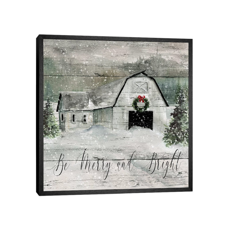 Merry And Bright Barn by Carol Robinson - Print on Canvas, Black Framed Canvas, 93.98 cm H x 93.98 cm W