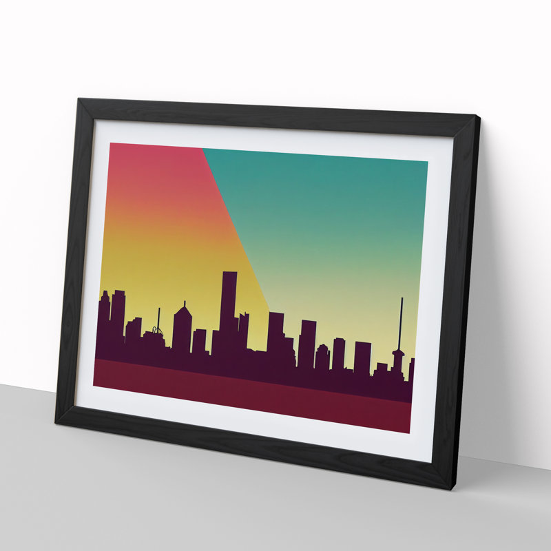 Serene Skyscraper Skyline Abstract - Framed Print, 25cm H x 34cm W x 2cm D, Black