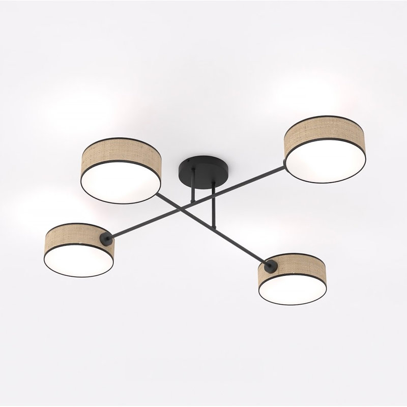 Spandrel Flush Mount, Brown, Rattan