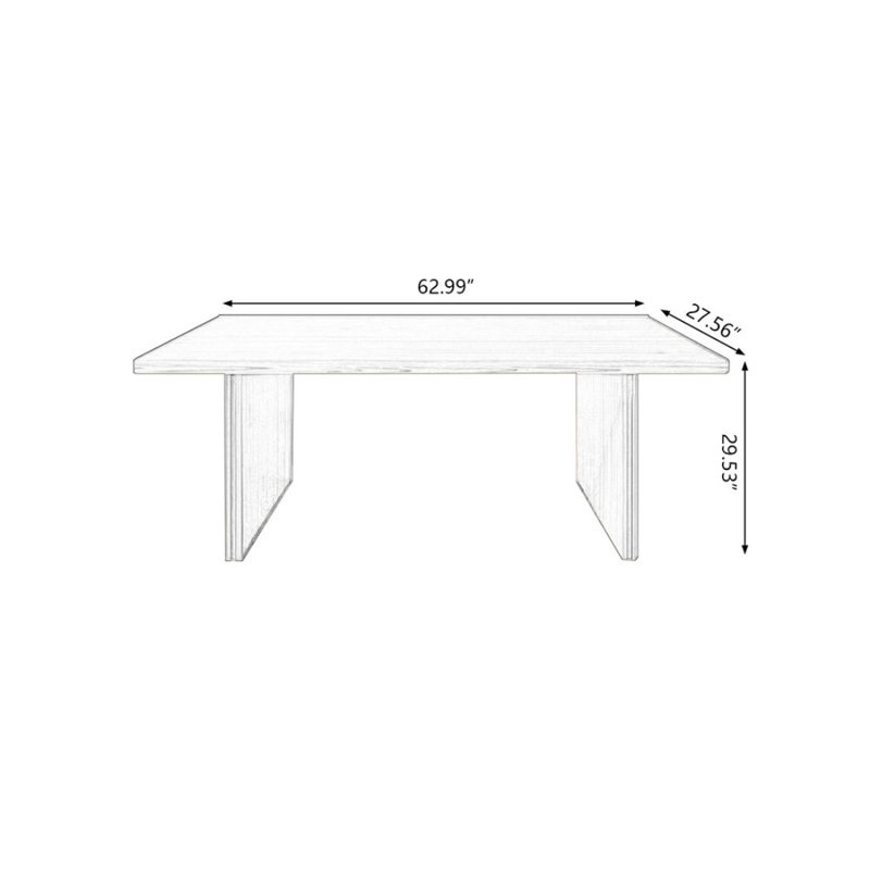 Modern and simple solid wood rectangular desk, Burlywood, 29.53" H x 62.99" W x 27.56" D