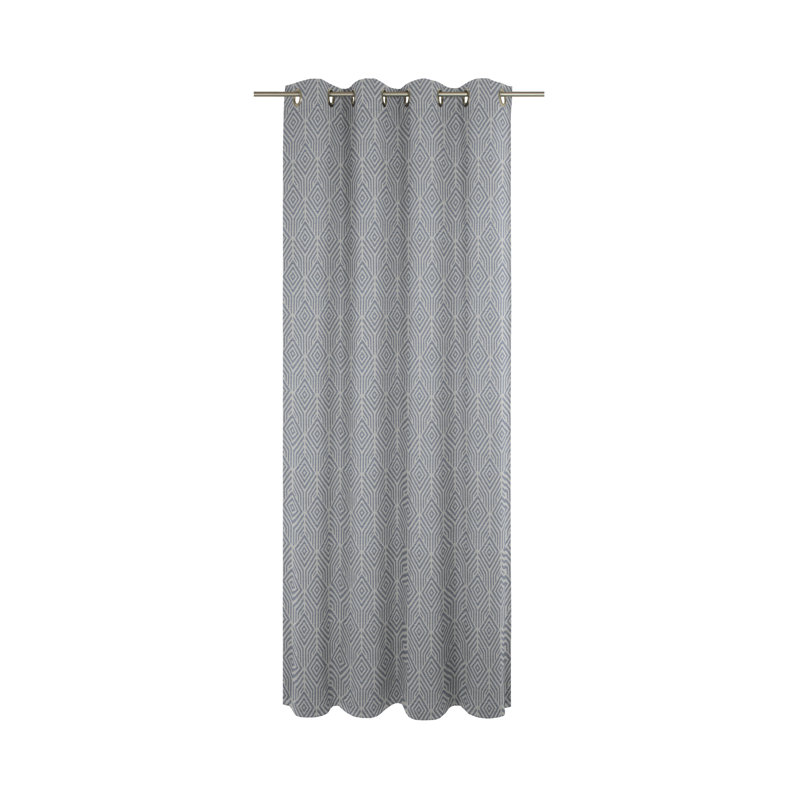 Caleigh Easy Diamond Eyelet Opaque Curtain, 145 W x 225 D cm, Dark blue/Light Blue