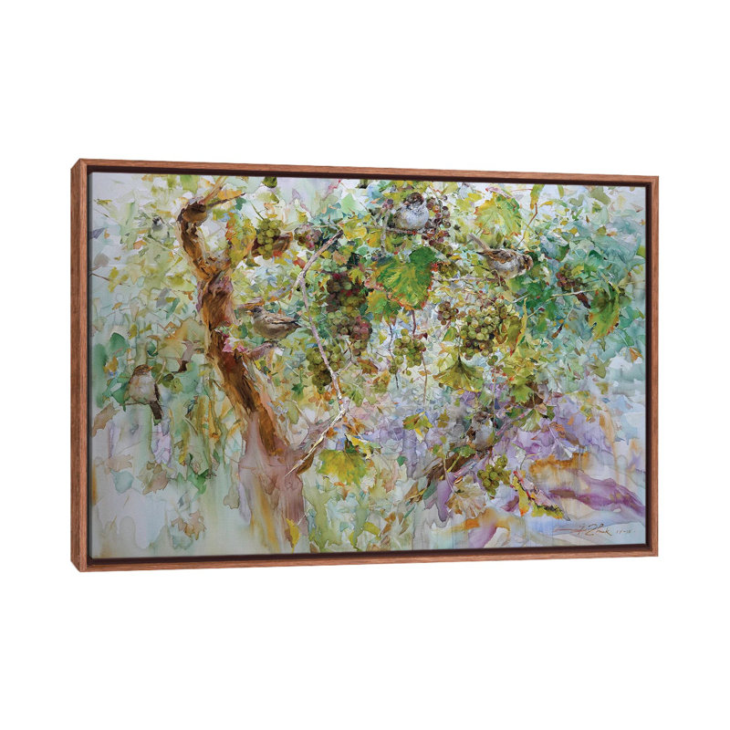 Sparrows and Grapes 1 Piece Single Picture Frame and Floater Frame Painting on Canvas
