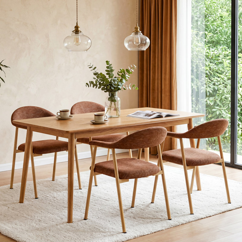 Chaises de salle à manger rembourrées Modern, Beige, 4