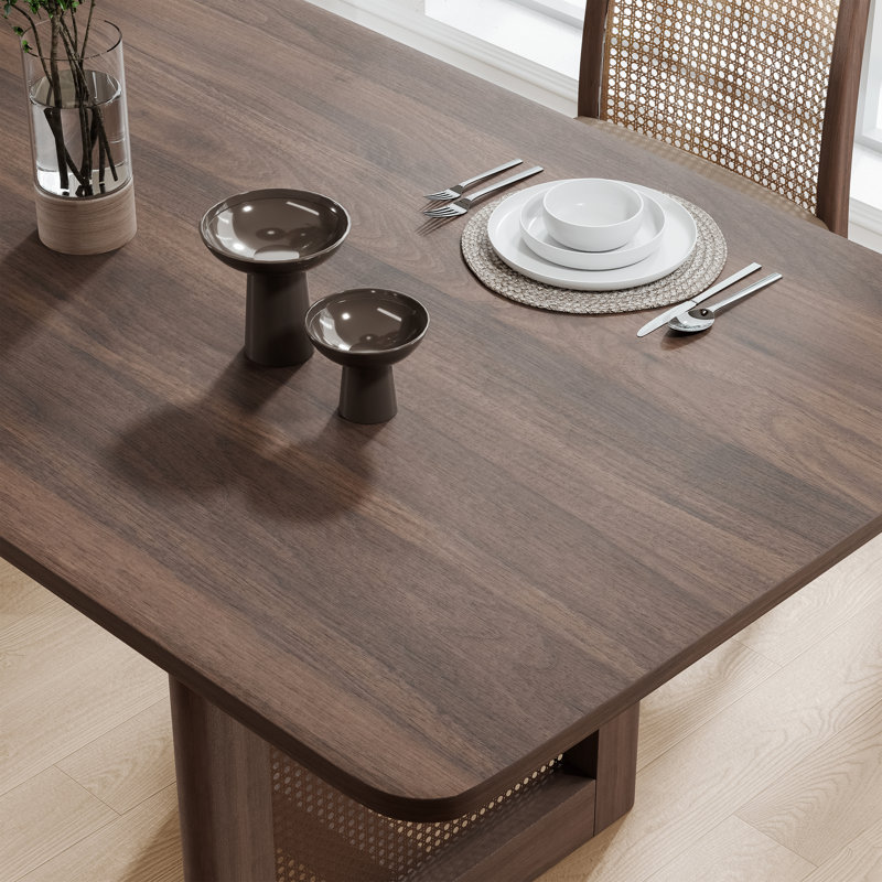 Andiel 33.5"W×30"H Wood Dining Table, 30"H x 79"L x 33.5"W, Walnut