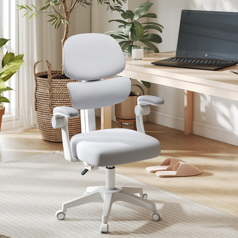 Chaise de bureau pour enfants à hauteur ajustable avec roulettes verrouillables, chaise d'ordinateur avec accoudoirs, Gris