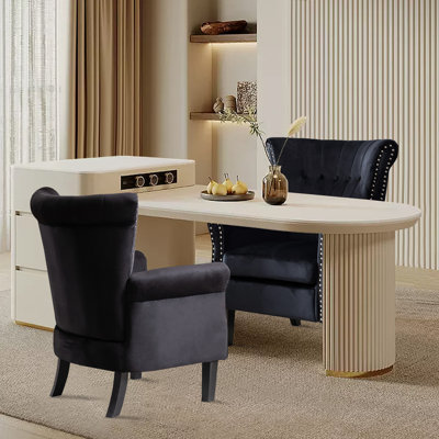 Accent Chair Upholstered Tufted Wingback With Nailhead Around For Room