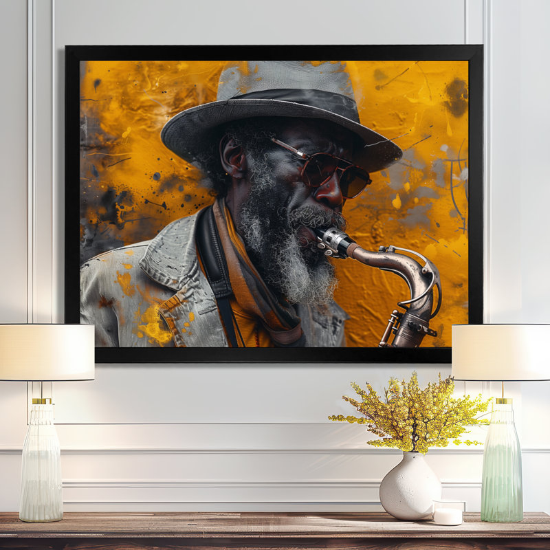 Gris gris, musique, Harlem, blues, saxophone I - décoration murale musicien, H 12 po x l 20 po