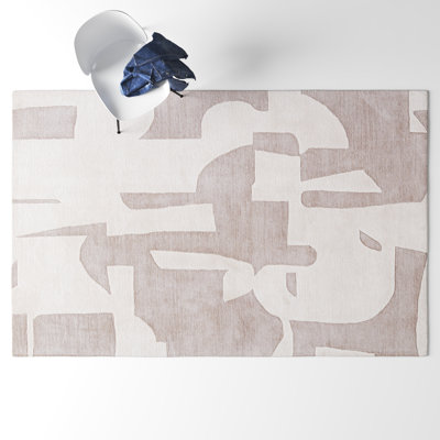 Taupe Cream Hand-Woven Abstract Rug