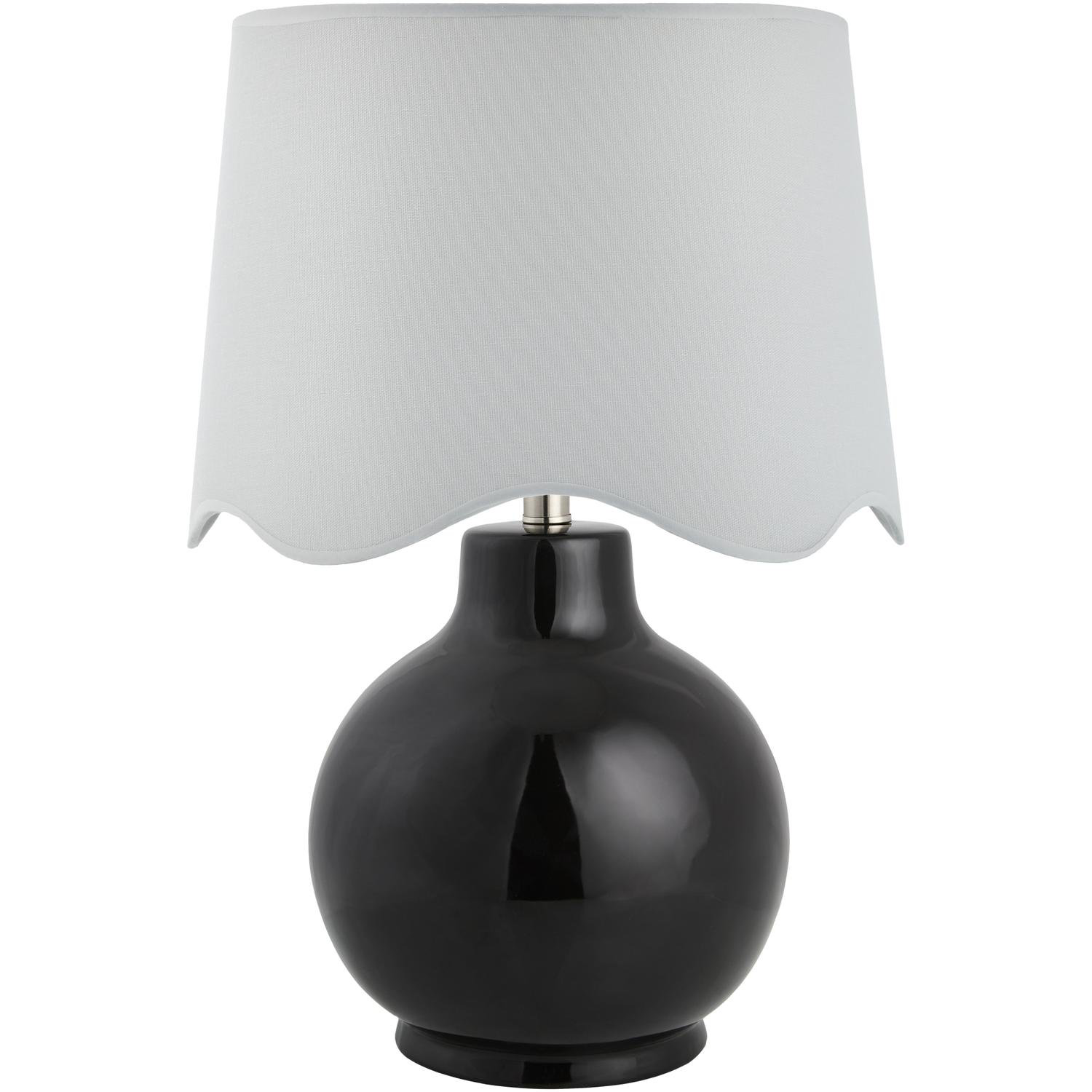 Ceramic Bedside Lamp, Black, White, 22"H x 15"W x 15"D