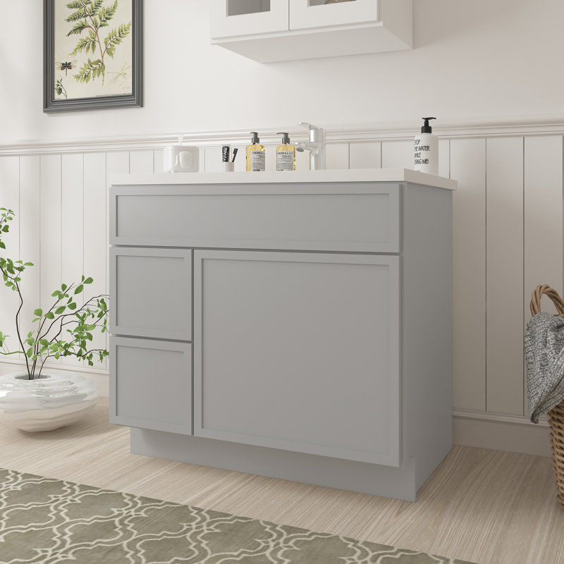 Gray Birch and Plywood Freestanding Single Bathroom Vanity