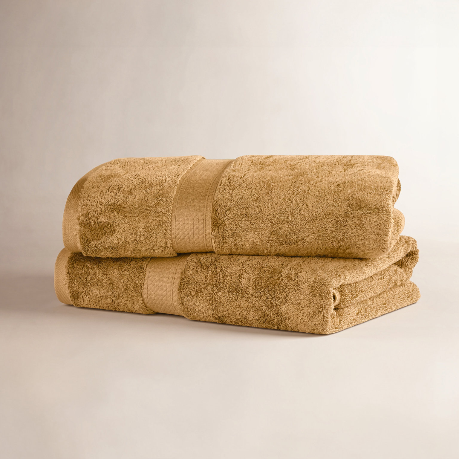 2-Piece Egyptian Cotton Bath Towel Set, Gold