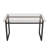 Minimalist Rectangular Glass Dining Table For 4-6 With 0.31" Tempered Glass Tabletop And Chrome Metal Legs, Writing Table Desk