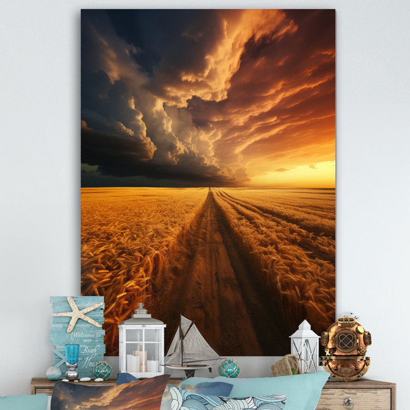 Baileyrae Golden Fieldsa, impressionnant paysage sur toile, H 40 po x l 30 po x P 1,5 po, Toile tendue