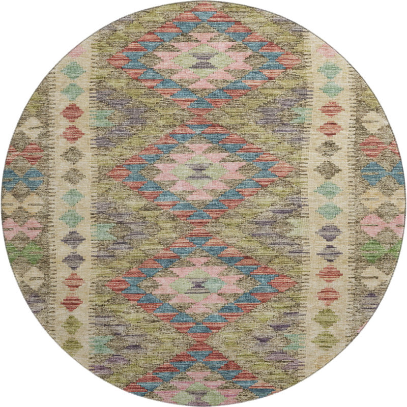 Premium Machine Washable Barry AMF1226 Global Rug, Round 8'