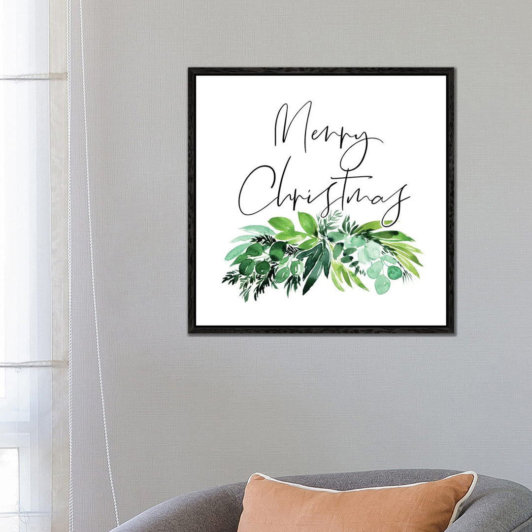 Greenery Frohe Weihnachten von Blursbyai - Galerie- Giclée auf Leinwand