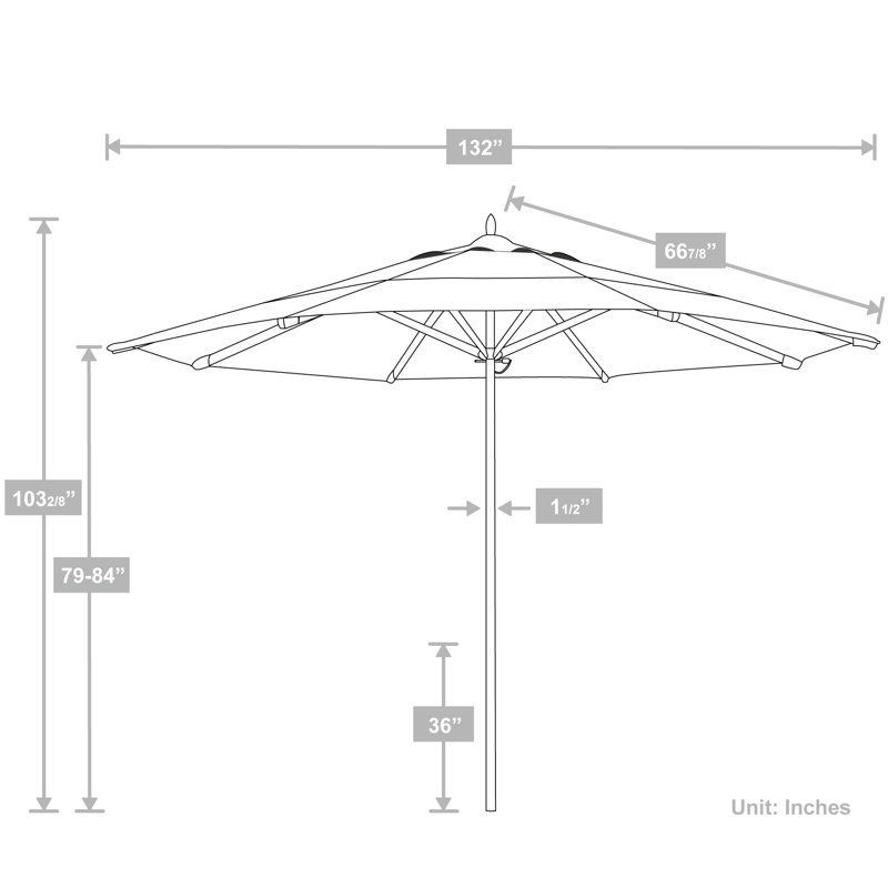 Parasol de marché 11 pi Hixon, Toile granit Sunbrella®