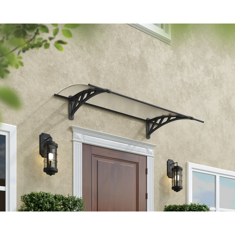 Palram - Canopia Neo 4' W x 3' D Polycarbonate Polymer Stationary Slope Door and Window Awning Gray/Diffused Clear