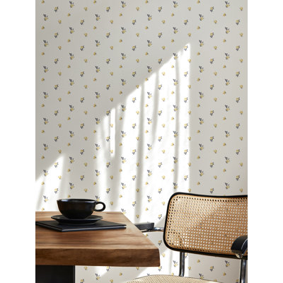 Lady Charlotte Miniature Roses 10' L x 24" W Peel and Stick Wallpaper Roll