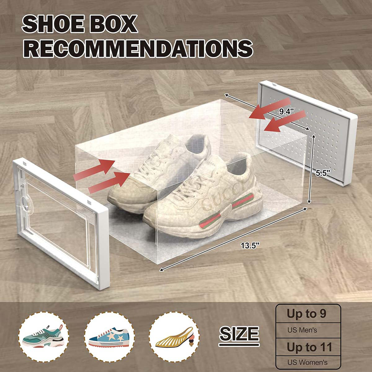 Rebrilliant Stackable Clear Shoe Storage Boxes - 15 Pack Foldable ...