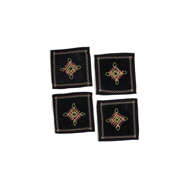 Serviettes de cocktail noires en mosaïque