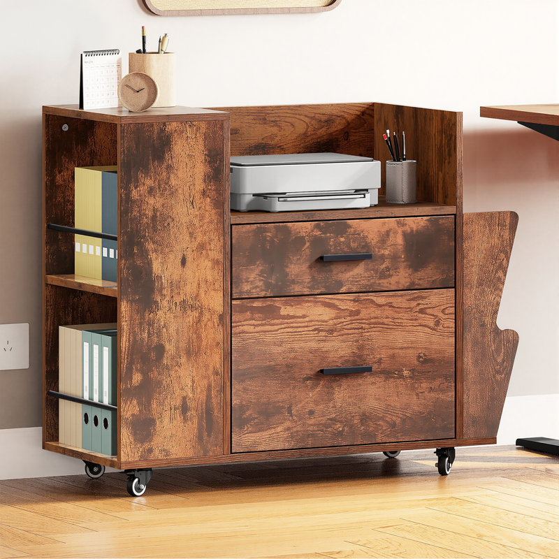 81cm Wide 2 -Drawer Mobile File Cabinet, Brown