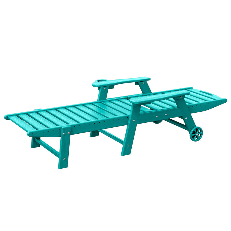 Chaise longue d'extérieur Wheels, Bleu lac