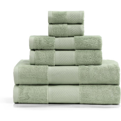 Premium 100% Cotton Towel Set 6 Piece, Jacquard Soft Absorbent & Quick Dry Towels For Bathroom, Hotel And Spa, 2 Bath Towels 2 Hand Towels & 2 Washcloths