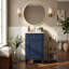 Meuble-lavabo autoportant de 18 po en MDF avec lavabo intégré en céramique, meuble-lavabo simple en bleu avec porte à fermeture douce, tablette réglable et pieds pleins-130996267-131294898