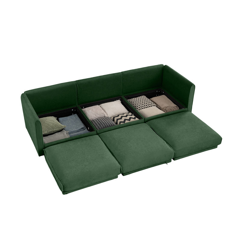 Tissu élégant avec rangement en chenille: dossier et accoudoirs ergonomiques à 3 places en chenille: cylindrique confortable